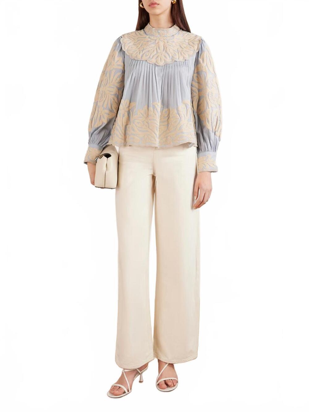 NEW SEA alexandra long sleeve blouse in blue